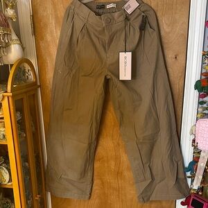 BCBGMaxAzria Olive Green Wide-Leg Trousers